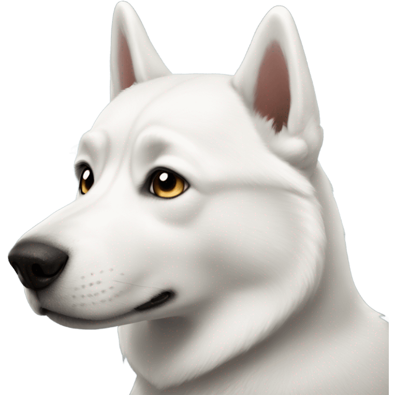 A white husky like dog looking judgy emoji