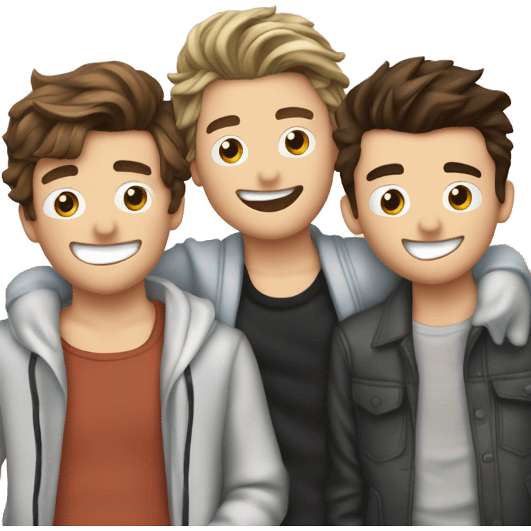 liam payne, harry styles, niall horan, louis tomlinson, zayn malik hugging emoji