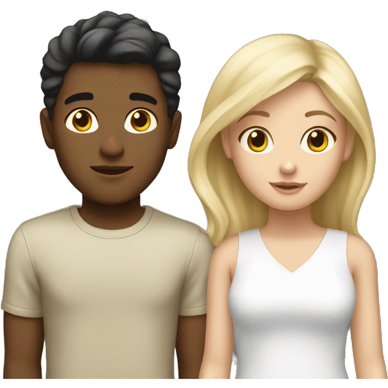 Blonde girl with brunette boy  emoji