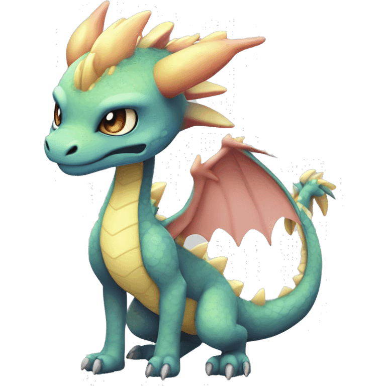 Kawaii Edgy Bright Ethereal Fururistic Fantasy Attractive Gorgeous Beautiful Dragon Pokémon Fakemon full body emoji