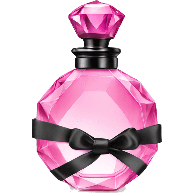 pink crystal perfume bottle with black ribbon display emoji