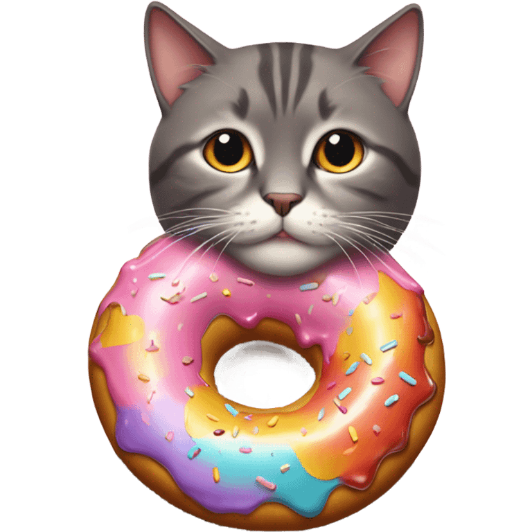 Cat wearing donut emoji