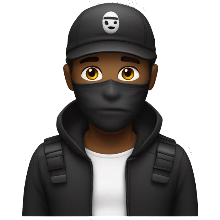 Robber emoji with black and white prison uniform emoji