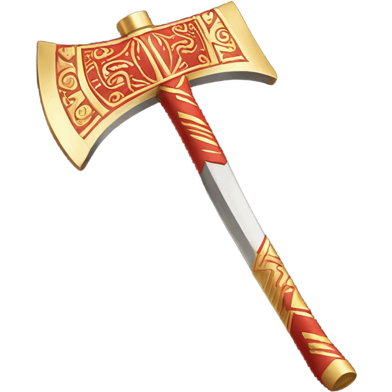 Red and gold tomahawk emoji