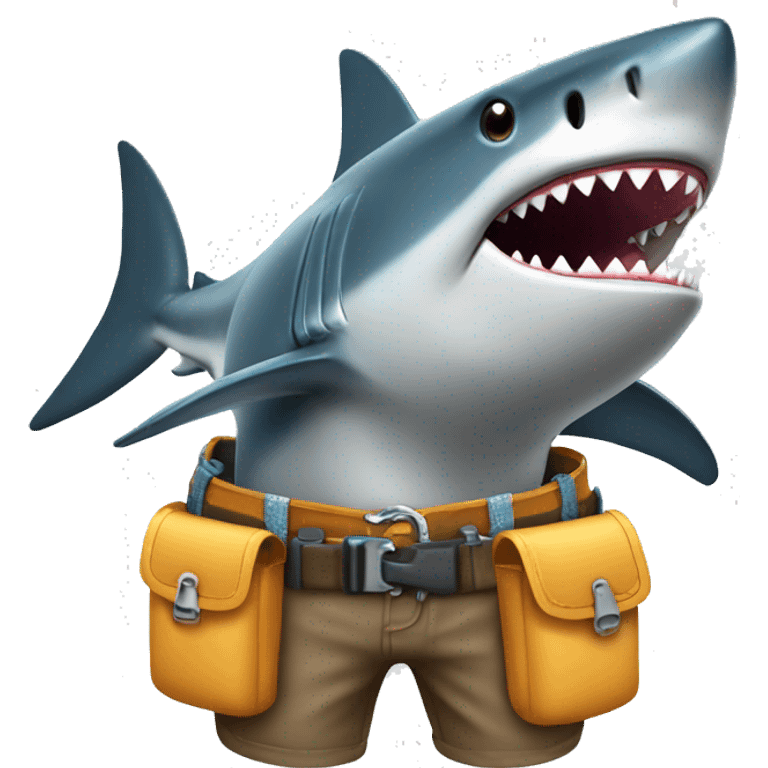 Shark wearing tool belt emoji