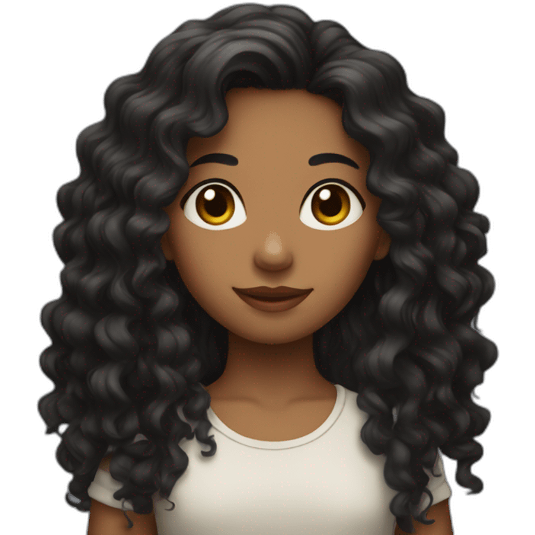 girl with long dark curly hair emoji