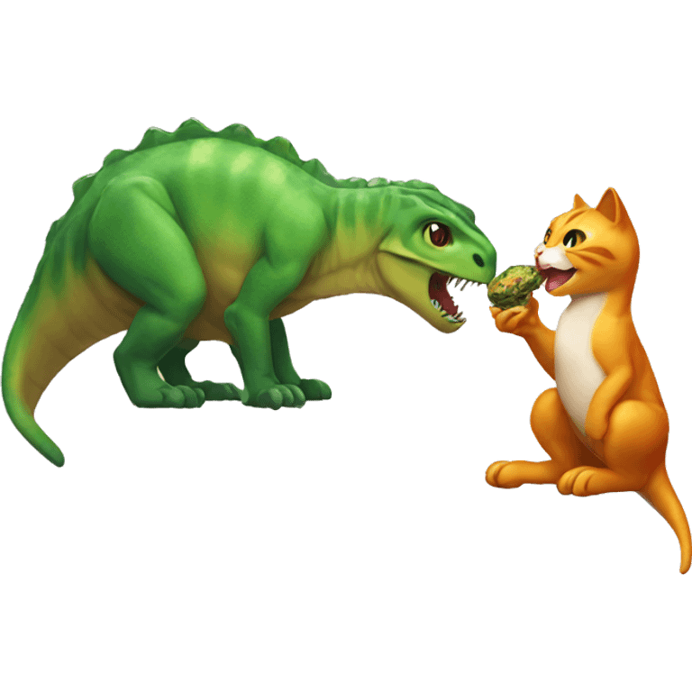 Cat eating dinosaur  emoji