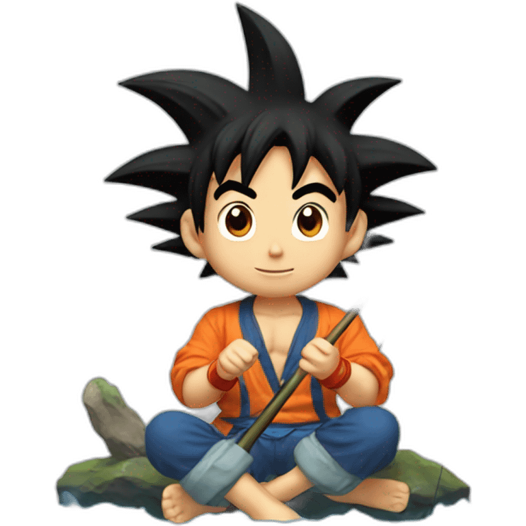 Little goku fishing with his tail  emoji