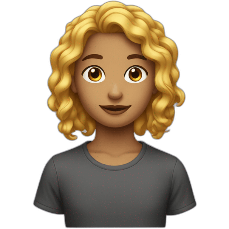 Adolescente cheveux noir ondulés métissée emoji