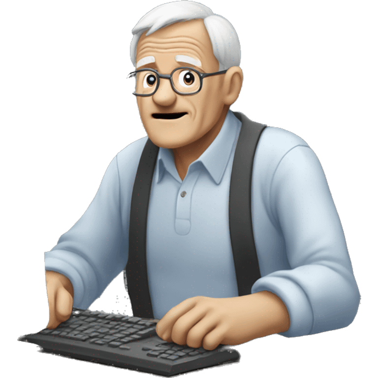 old man infront computer trading stocks emoji