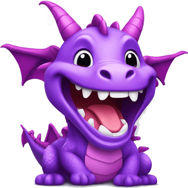 cute purple dragon laughing and  wearing purple clothes emoji