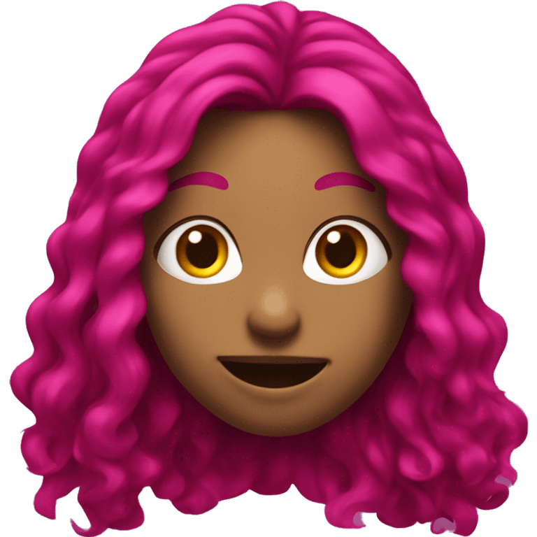 Magenta, hair girl with long hair, smiling with tongue out emoji