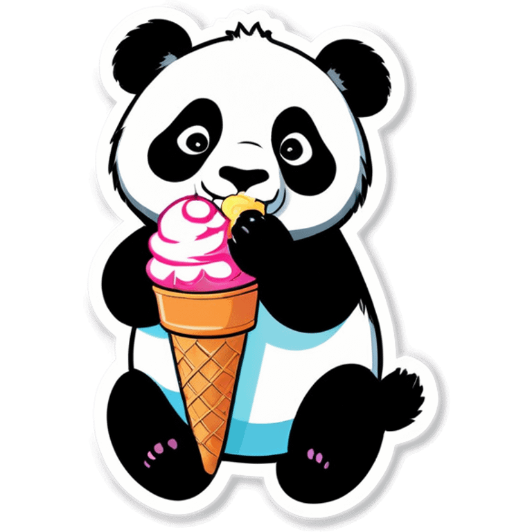 Panda eating ice cream emoji