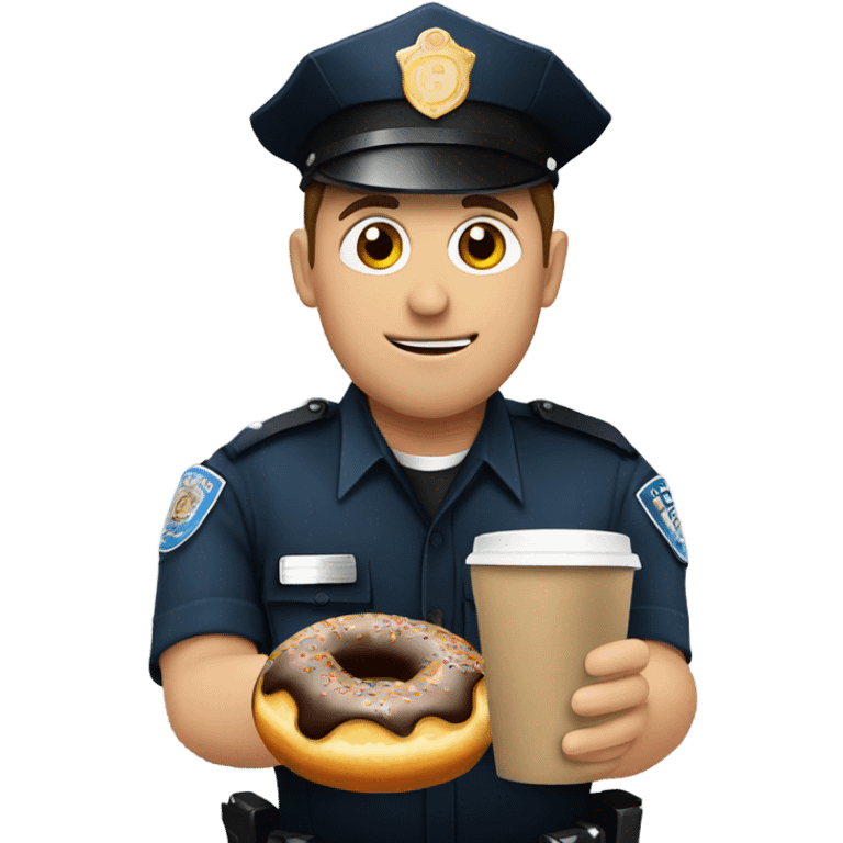 Police officer holding donut and coffee emoji