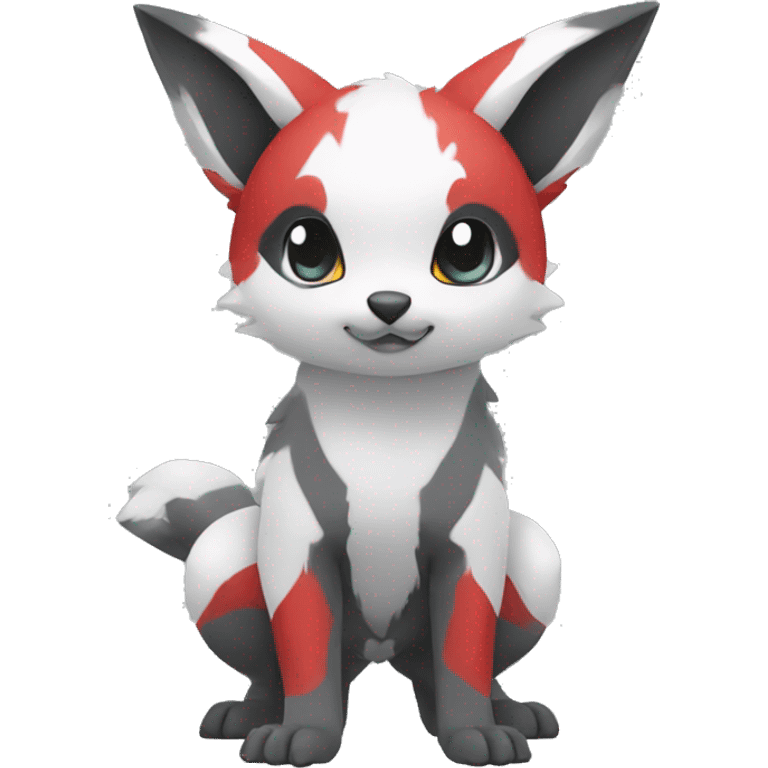 Cute cool black red white grey animal hybrid Fakemon full body emoji