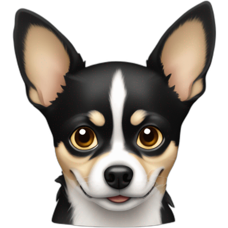 Chihuahua noir poilu à tache blanche  emoji