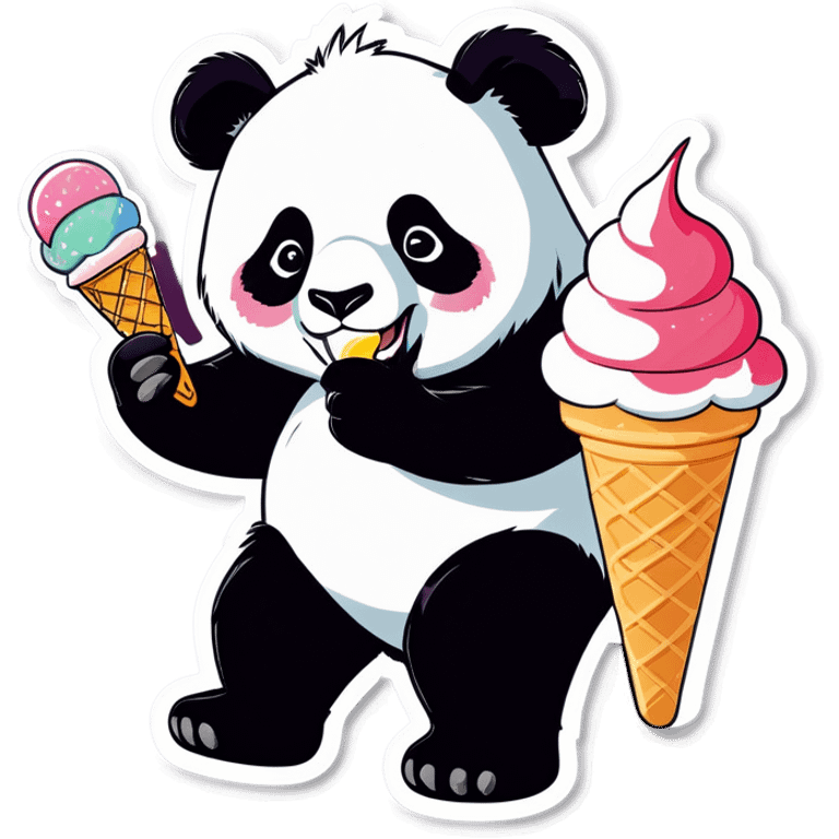 Panda eating ice cream emoji