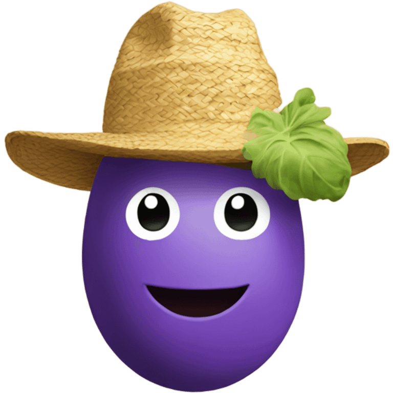 Egg plant in a straw hat emoji