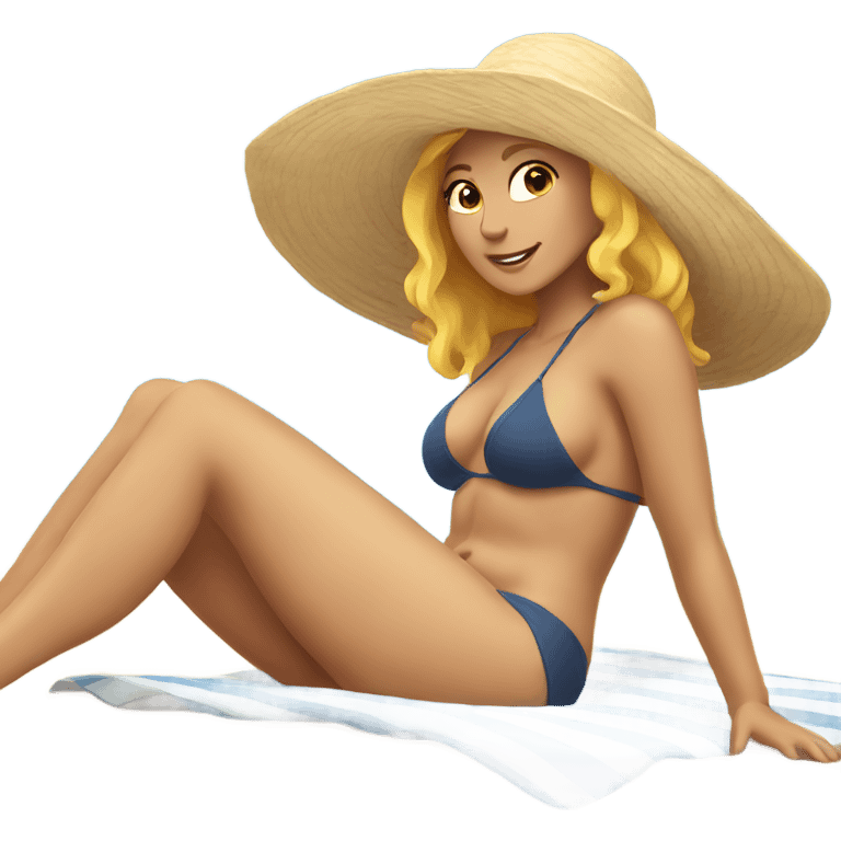 White Woman sunbathing on beach emoji