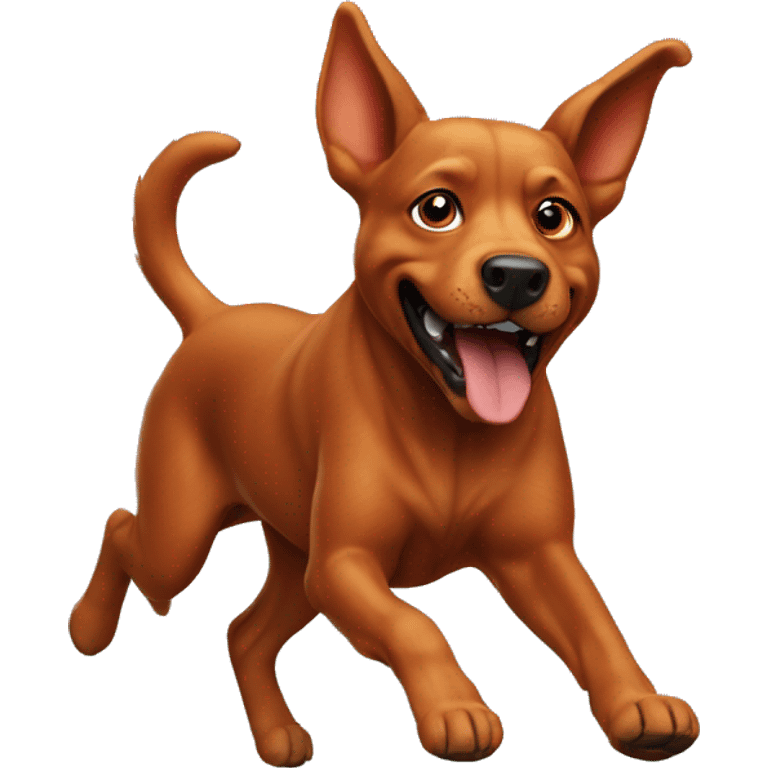 realistic solid red dog with pointed ears running emoji