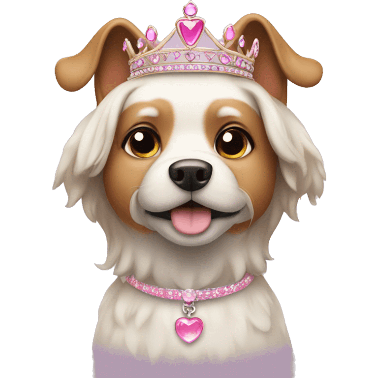 Dog with a pink princess tiara emoji