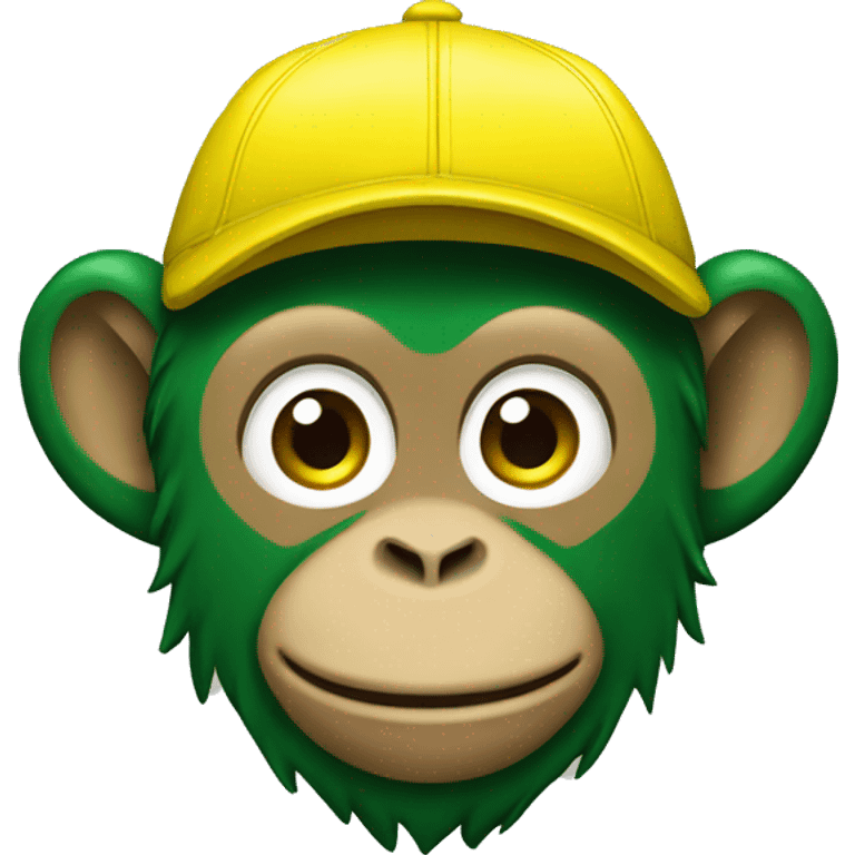 monkey green shirt and yellow hat emoji