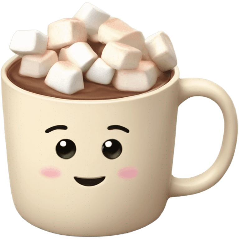 Light beige mug of hot chocolate with marshmallows  emoji