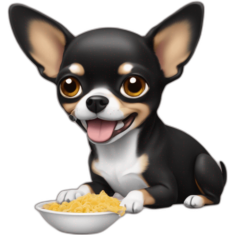 chihuahua negro comiendo hueso emoji