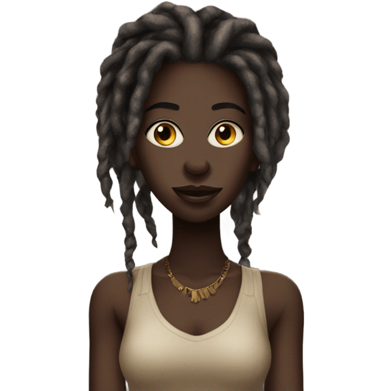 Darkskin beautiful Dread head woman standing emoji