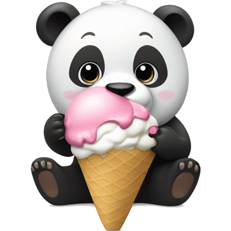 Panda eating ice cream emoji