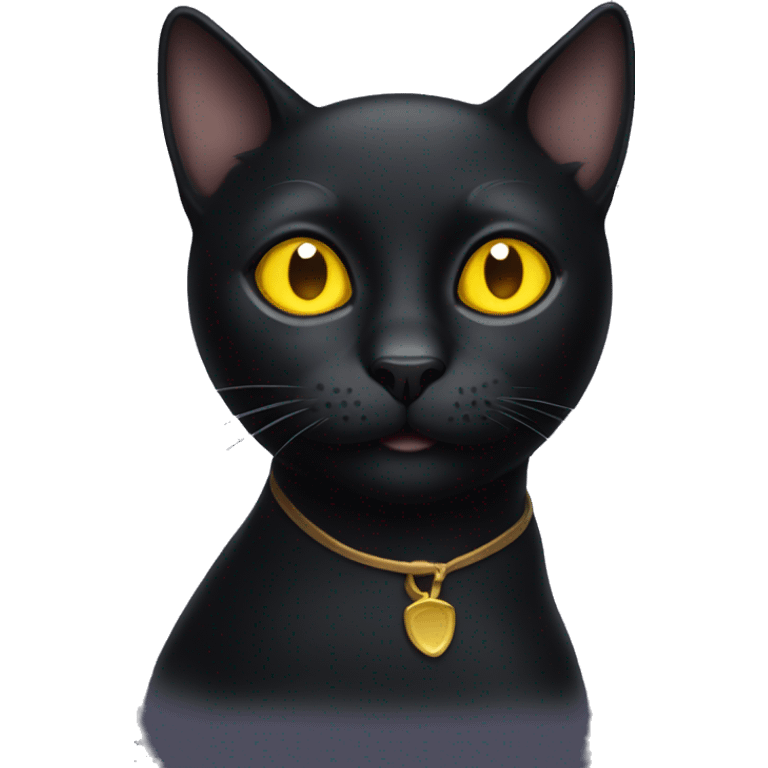 black cat with yellow eyes emoji