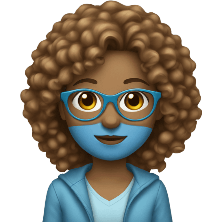 Wearing light blue round glasses Light brown girl with light brown eyes and long curly hair emoji