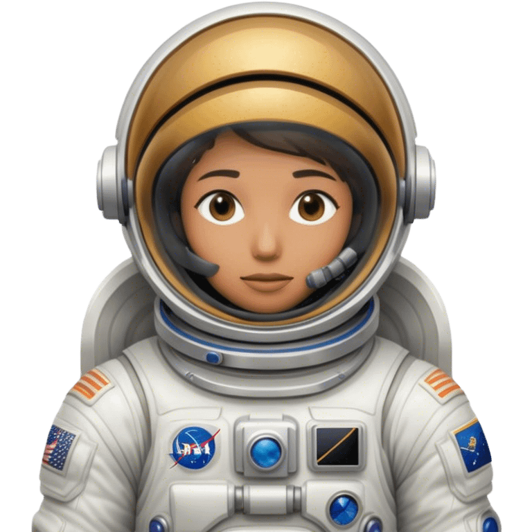 Cinematic Realistic Astronaut with concealed face– A highly detailed depiction of an astronaut in a state-of-the-art space suit, floating weightlessly in the vast expanse of space. The reflective visor hides the face so we do not see the astronauts face, while intricate suit details and soft lighting create an immersive sense of realism. emoji