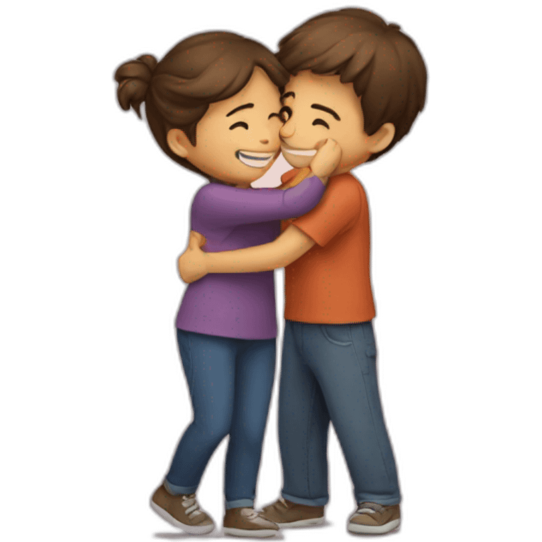 Boy and girl hug  emoji