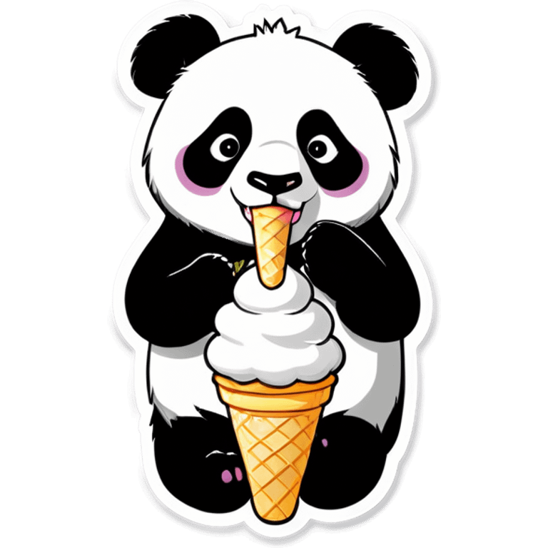 Panda eating ice cream emoji