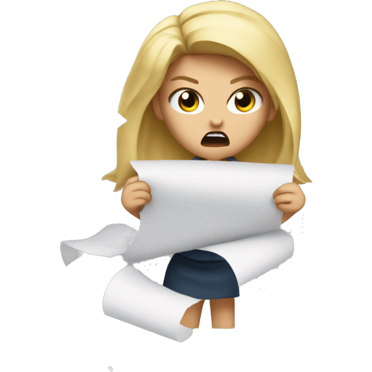 angry blonde girl ripping up paper emoji