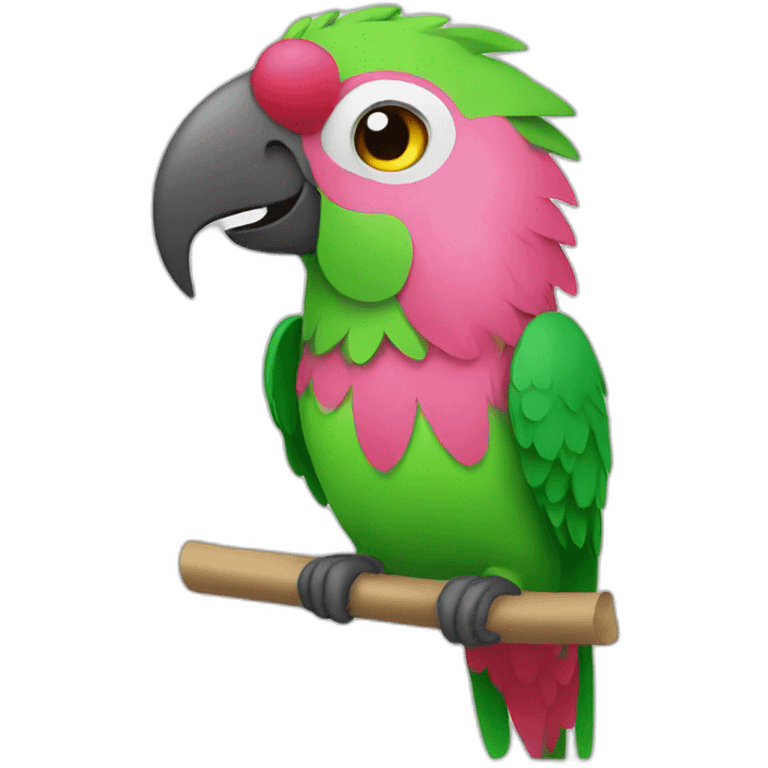 A green and pink parrot emoji