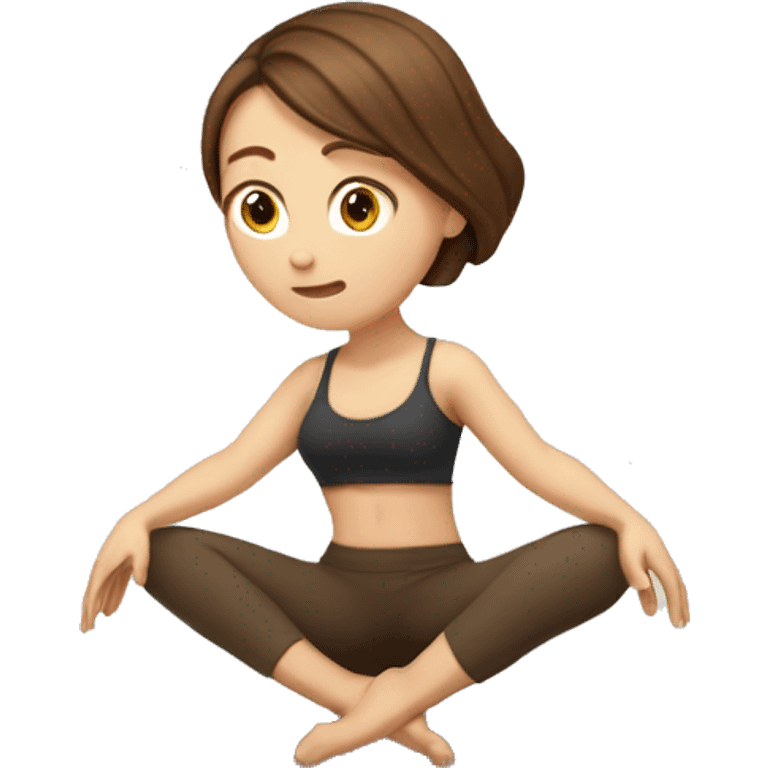 White girl brown hair in Malasana yoga emoji