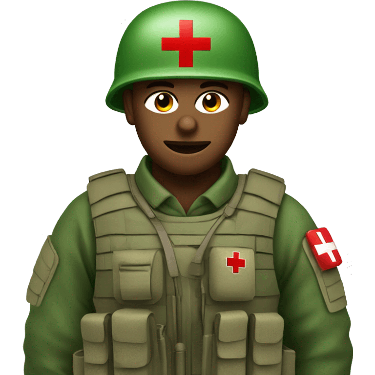 soldier with red medical cross on green helmet emoji