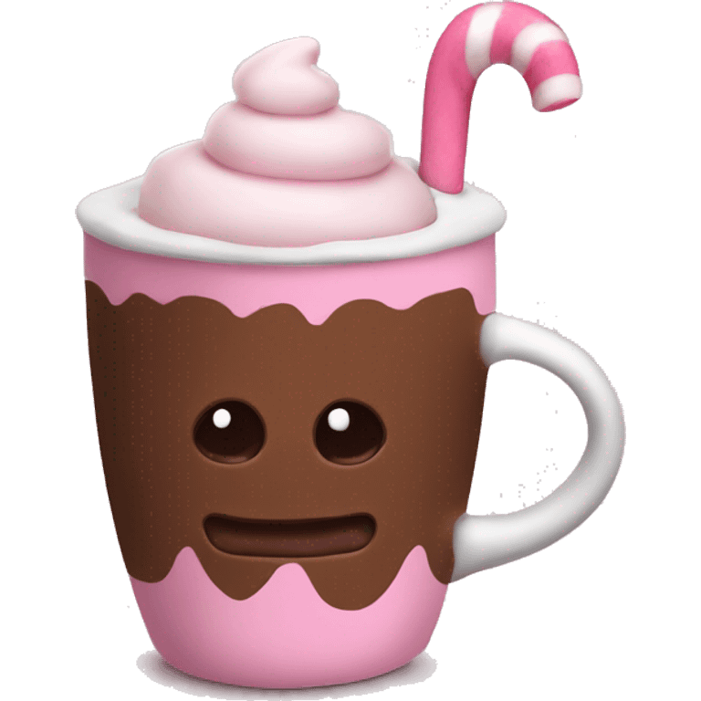 hot chocolate with pink marshmallow emoji