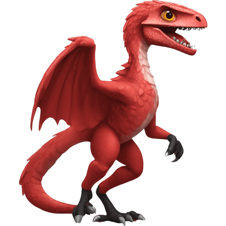 a red raptor with a big claw on his feet emoji