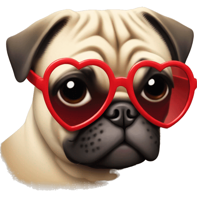 Pug with red heart shaped sunglasses  emoji