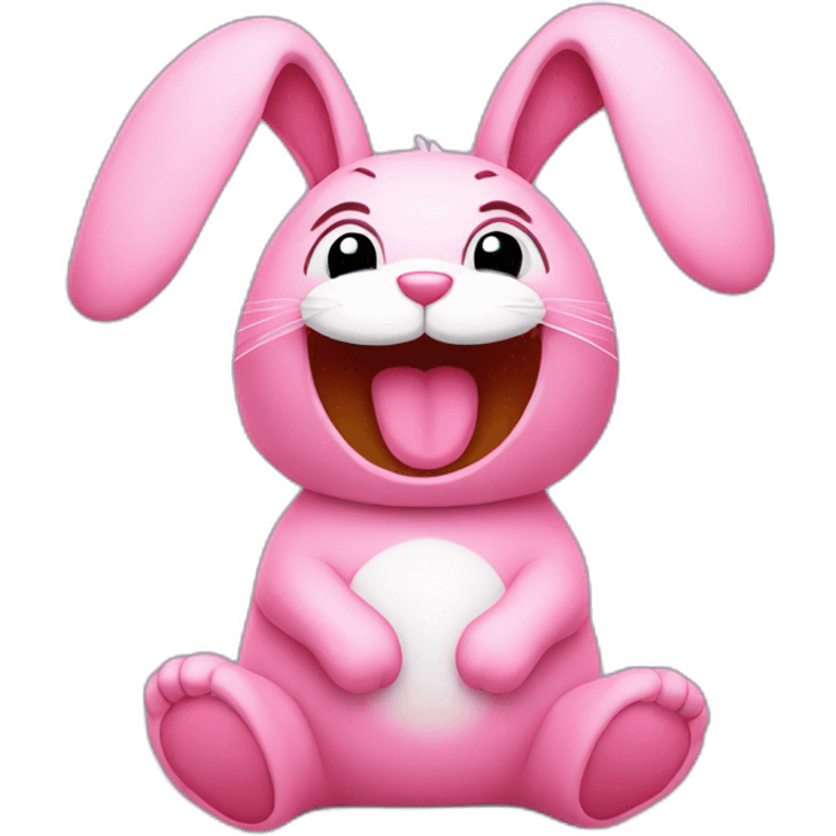 pink plush rabbit laughing pose emoji