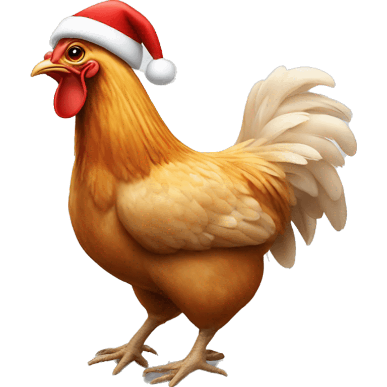 Chicken with Santa hat dancing  emoji