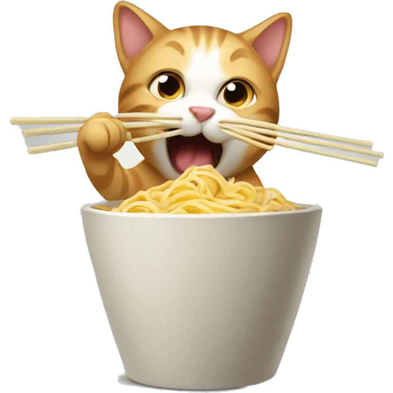 Cat eating noodles emoji