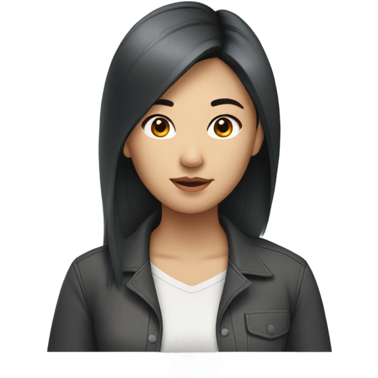 asian woman black hair, casual shirt emoji