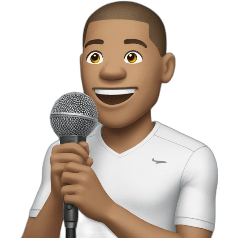 kylian mbappé singing a song into a microphone emoji