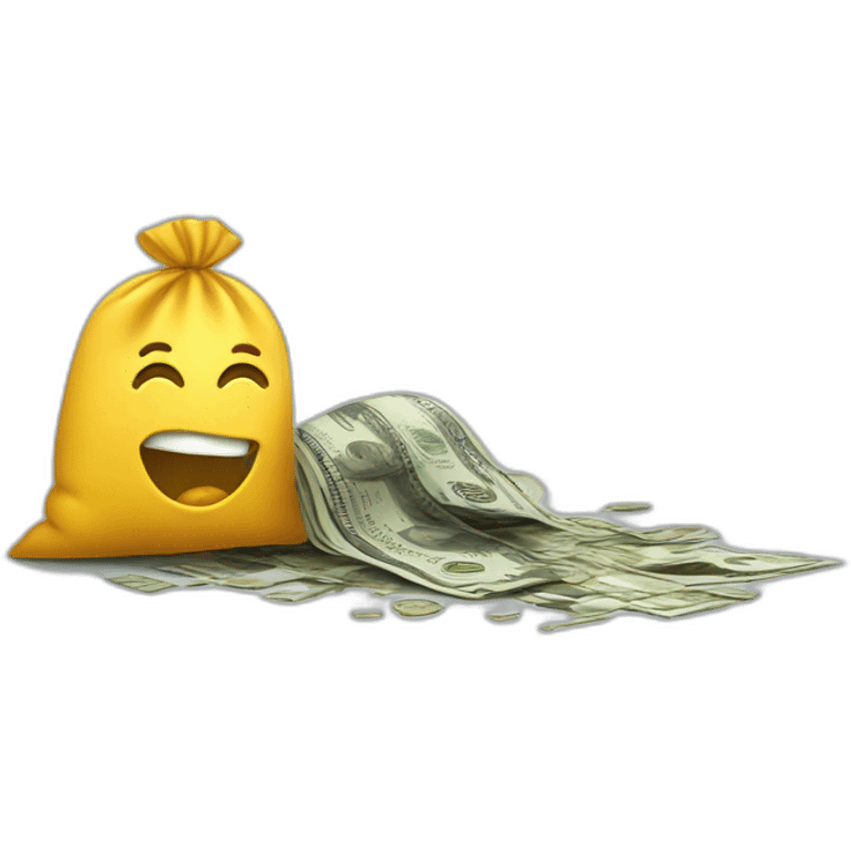  money spilling on floor from a bag emoji