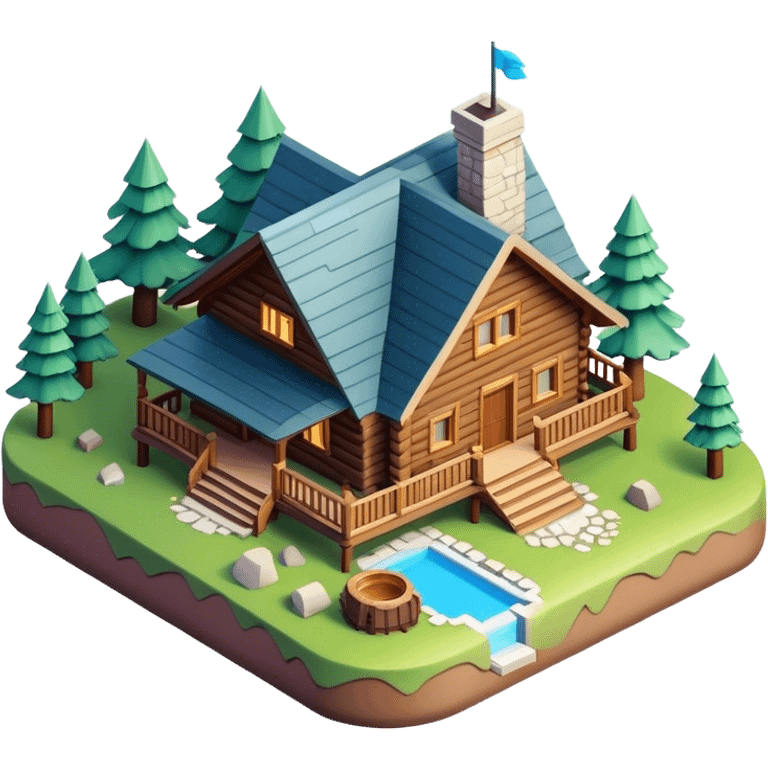 3d-isometric-Mountain-Cabin-mansion emoji