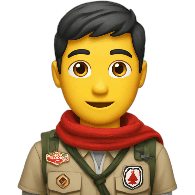 a scout with a red and black Scout Scarf emoji